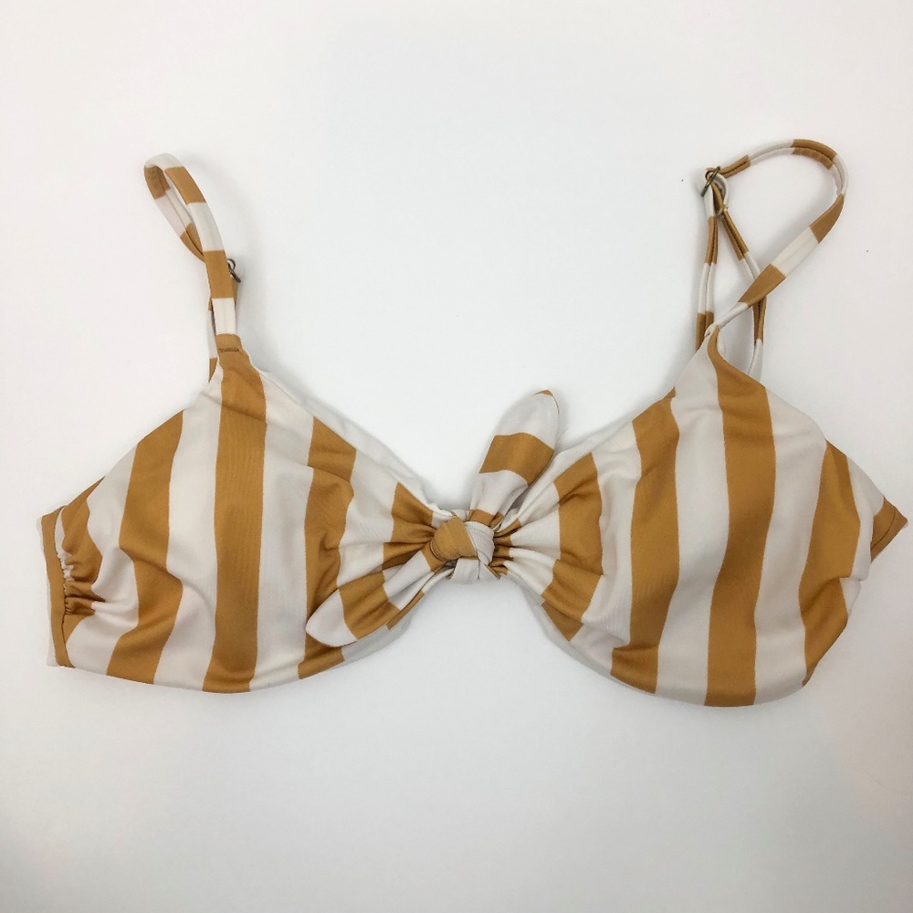 Aeropostale Orange Striped Tie Front Bikini Top
